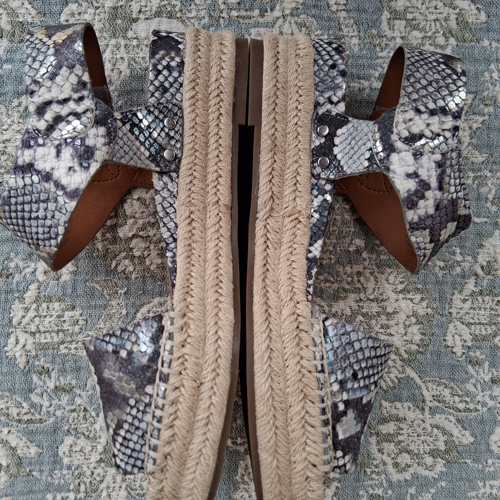 Sarto by Franco Sarto Snakeskin Espadrille Sandals Sz 8 Platform Braided Sole - Picture 8 of 14